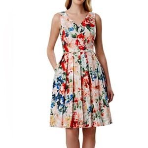 Tahari Floral V-Neck Mini Dress